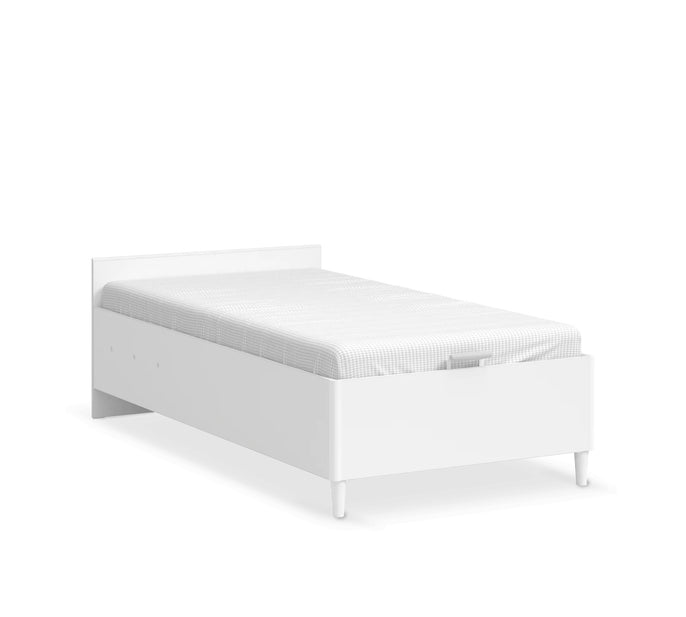 MONTES WHITE HEADLESS BED WITH BASE  (100X200 CM)