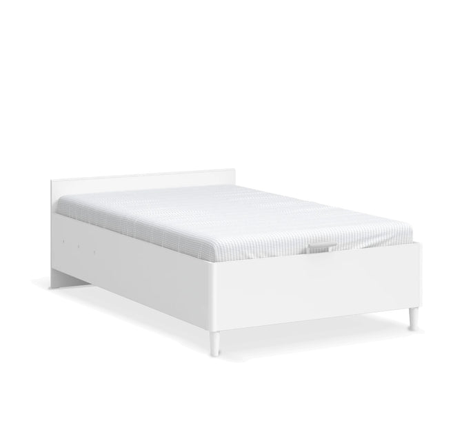 MONTES WHITE HEADLESS BED WITH BASE  (120X200 CM)